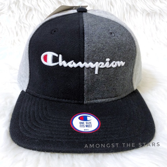 Champion Reverse Weave Black /& Grey Strapback Hat